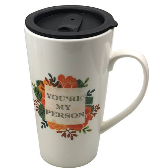 NEW You're My Person Bone China‎ Latte Mug Cup Lid - Picture 1 of 3